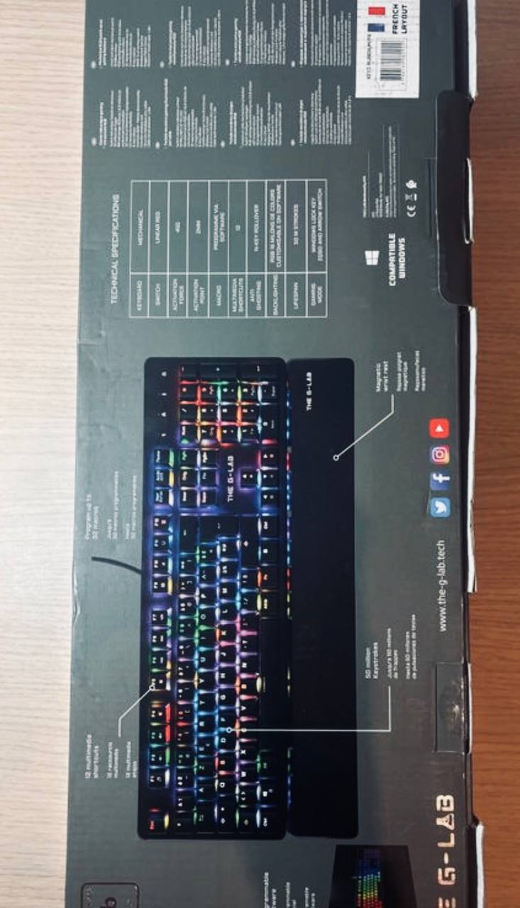 Clavier Mécanique RGB The G-Lab Keyz Rubidium E